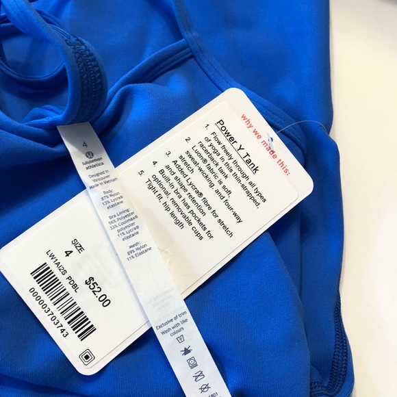 ⬇️4️⃣5️⃣NWT LULULEMON Power Y Blue Tank - Picture 5 of 6